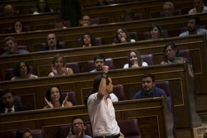 Pablo Iglesias en la sesi&oacute;n parlamentaria del pasado 19 de julio.