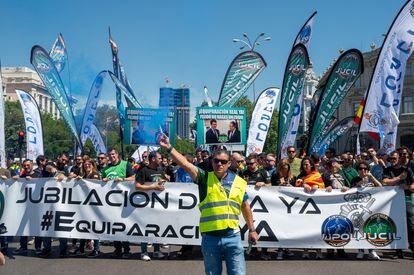 Manifestación de la Policía Nacional, Jupol, y de la Guardia Civil, este sábado en Madrid. 