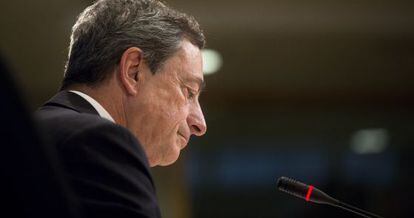 Mario Draghi, presidente del BCE, en Washington. 