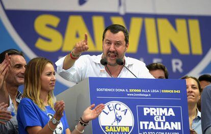 Salvini durante un mitin.