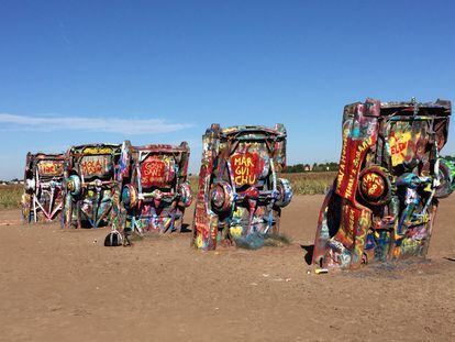 Cadillac Ranch, a stop on Route 66 as it passes through Texas.
