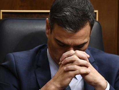 Pedro Sánchez durante el debate de investidura. 