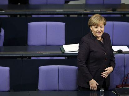 La cancellera Angela Merkel, en un debat al Bundestag aquest dimecres.