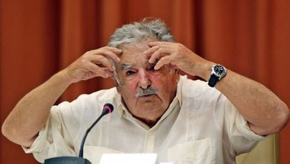 Jos&eacute; Mujica durante una conferencia en La Habana, Cuba.