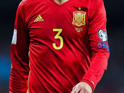 Piqué, en el Italia-España.