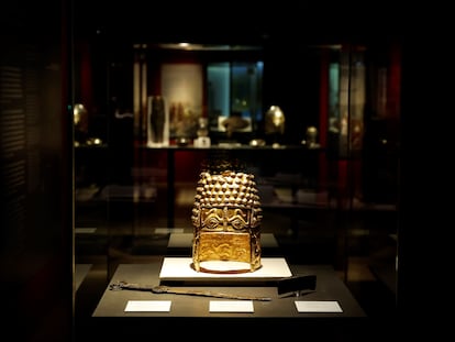Vista de una de las obras que forman parte de la exposición ‘Tesoros de Rumanía’ en el Museo Arqueológico Nacional de Madrid.