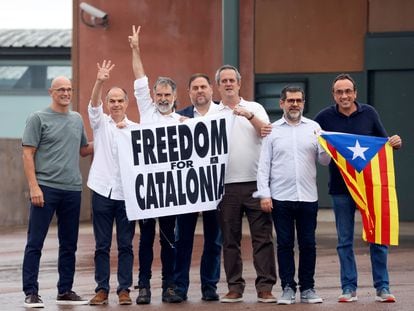 Los presos del 'procés', al salir de prisión en junio de 2021 tras la concesión de sus respectivos indultos por parte del Gobierno de Pedro Sánchez.