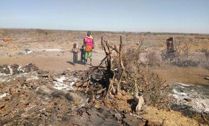 Una comunidad incendiada por el conflicto de Laikipia, en Kenia.
