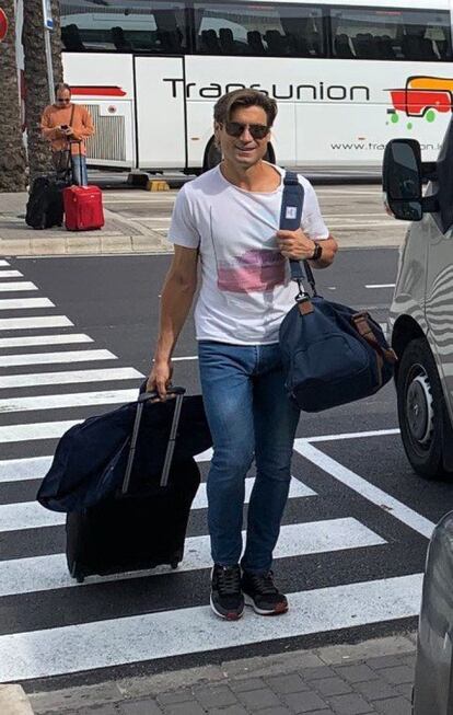 El extenista David Ferrer, a su llegada a Mallorca para asistir a la boda de Rafa Nadal y Mery Perelló, el viernes.