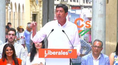 Juan Marín, esta mañana, durante la presentación de candidatos en Córdoba.