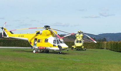 Helicópteros de Inaer en la base de la Xunta en Silleda