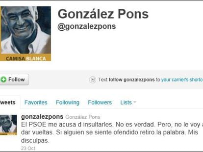 Cuenta de Twitter de Esteban González Pons.