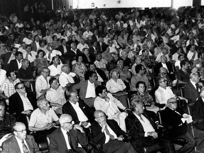 Míting de l'Assemblea de Catalunya, l'any 1976.