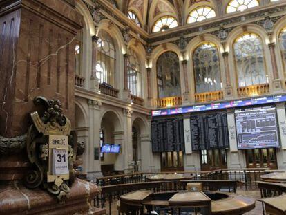 Vista general de la Bolsa de Madrid, ya sin los jubilados.