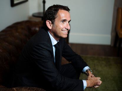 Alexandre Bompard during the interview in a hotel in the center of Madrid.