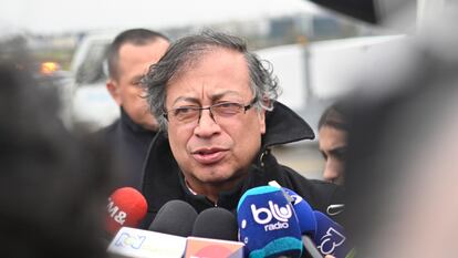 El presidente Gustavo Petro a su llegada a Zurich, Suiza, el 17 de enero de 2023.
