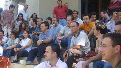 Investigadores Ramón y Cajal, durante una sentada en la Universidad de Valencia en 2005.