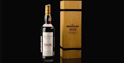 Botella de whisky Macallan 1926, vendida en octubre por 1,73 millones de euros, que superó a otra botella de la misma marca como la más cara de la historia.