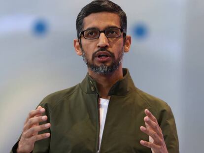 Sundair Pichai, consejero delegado de Google, durante una conferencia el pasado a&ntilde;o en California.