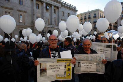 Protesta por las personas sin hogar en Barcelona, el pasado 24 de noviembre.