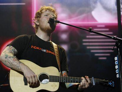 Ed Sheeran, en su concierto de anoche en Madrid.