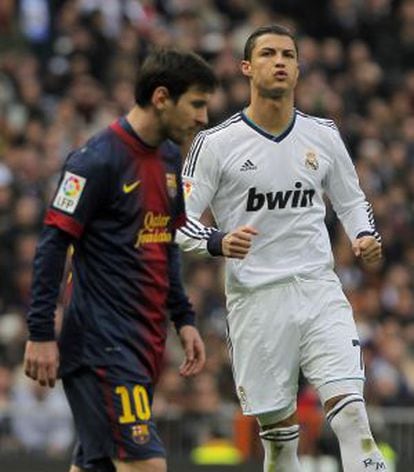 Messi y Cristiano Ronaldo, en el partido.