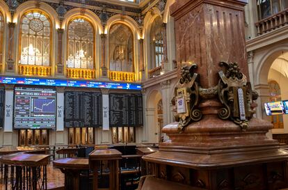 Patio de operaciones de la Bolsa de Madrid.