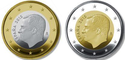 Nuevas monedas de 1 y 2 euros con la imagen de Felipe VI, rey de Espa&ntilde;a.