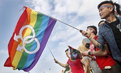 Partidarios del matrimonio gay en Taipei, en 2016.