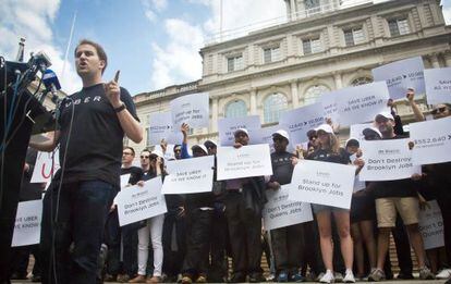 Movilizaci&oacute;n de Uber ante el Ayuntamiento de Nueva York