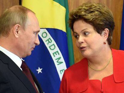 El presidente ruso, Vlad&iacute;mir Putin, y la presidenta brasile&ntilde;a, Dilma Rousseff.