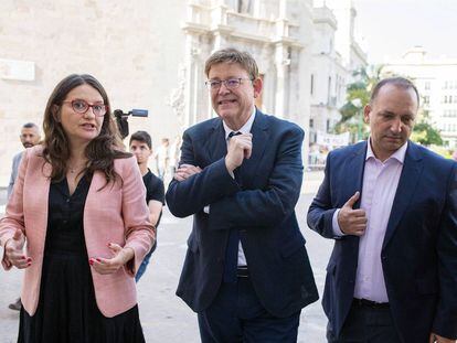 Mónica Oltra, Ximo Puig y Rubén Martínez Dalmau, en una imagen de archivo.
