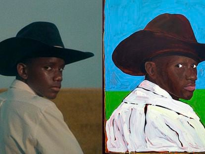 Fotograma de la película 'Blue, de dayday, y 'Young Cowboy Gazing', de Gala Knörr.