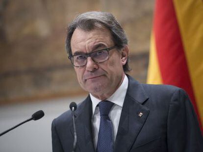 Artur Mas durante su comparecencia en el Palau de la Generalitat.