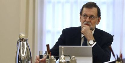 El president del Govern espanyol, Mariano Rajoy, aquest dimecres, durant el Consell de Ministres.