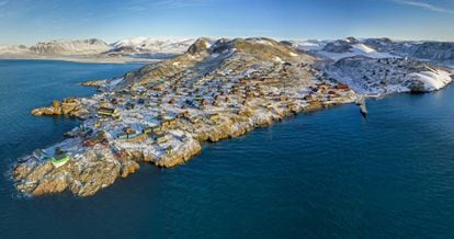 Vista de la ciudad de Ittoqqortoormiit, en la costa oriental de Groenlandia.