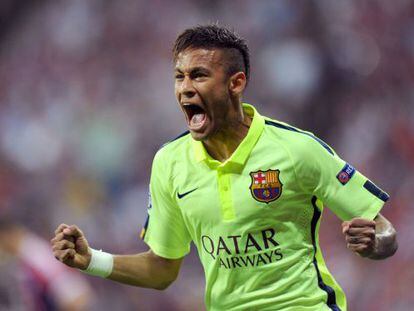 Neymar celebra un dels gols que han sentenciat el partit.