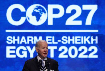 Joseph Biden habla en la conferencia del clima COP27, celebrada el pasado noviembre in Sharm El Sheikh, Egipto.