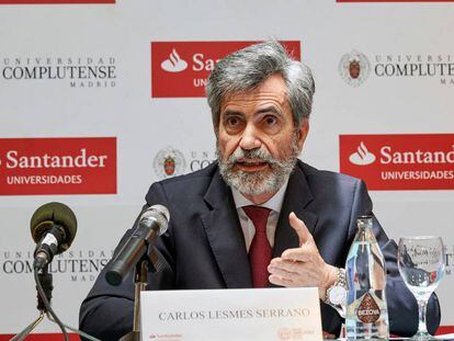 El presidente del Supremo y del CGPJ, Carlos Lesmes, el 24 de julio en El Escorial.