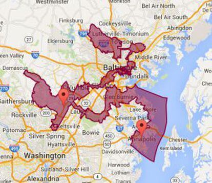 Mapa del Tercer Distrito Electoral de Maryland.