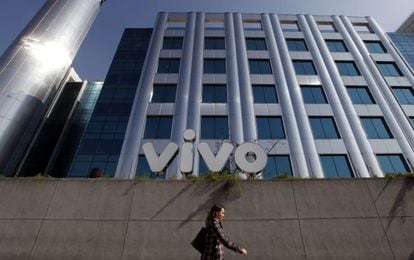 Logotipo de Vivo, marca comercial de Telef&oacute;nica Brasil. 