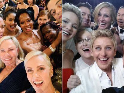 Los selfis de Charlize Theron en los Oscar de 2020 y de Ellen DeGeneres en los de 2014.