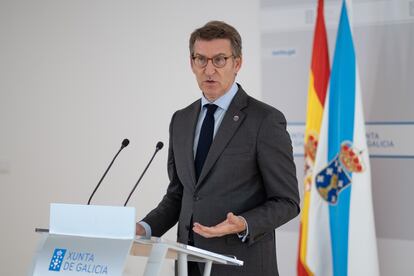 Alberto Núñez Feijóo, en una comparecencia tras la reunión del Consejo de Gobierno de Galicia el pasado 8 de abril en Santiago.
