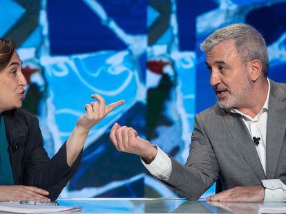 Ada Colau y Jaume Collboni en el debate electoral de la Cadena Ser.