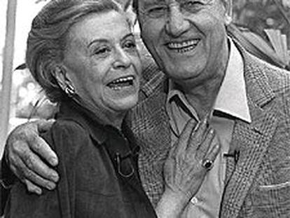 Alberto Sordi, con Giulietta Massina, en 1990 en Madrid.