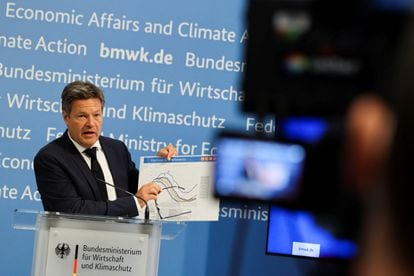 El ministro alemán de Economía y Clima, Robert Habeck, durante la rueda de prensa en Berlín.