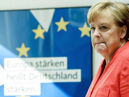 La canciller alemana, Angela Merkel, este lunes en Berlín. EFE/ Clemens Bilan