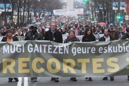 Manifestaci&oacute;n de febrero contra los recortes laborales en Bilbao 