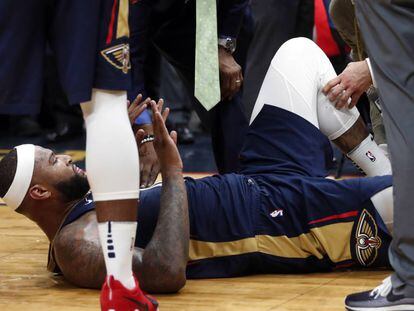 Cousins, en el momento de su lesi&oacute;n en el Pelicans-Rockets.