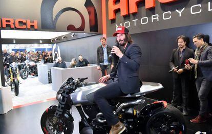 Keanu Reeves durante una presentación de su firma Arch Motorcycle Company en noviembre de 2017.